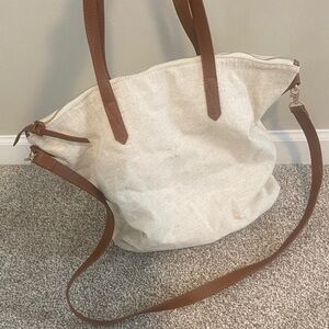 Elegant Cream and Brown Tote Bag